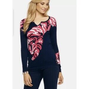Lilly Pulitzer Women Size S Tiger Jacquard  Long Sleeve Sweater Art to Wear